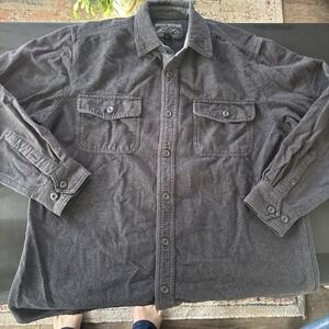 Grizzly Mountain Men's large gray‎ Chamois Flannel GRAY Button Front Shirt